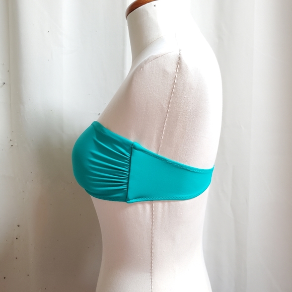 Brand NEW Victoria's Secret swim bandeau bikini top in turquoise w/ straps - Picture 5 of 10